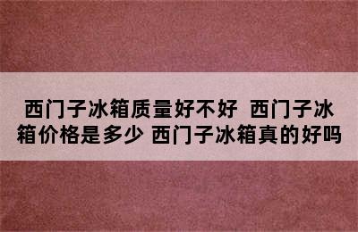 西门子冰箱质量好不好  西门子冰箱价格是多少 西门子冰箱真的好吗